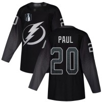Adidas Tampa Bay Lightning #20 Nicholas Paul Black 2022 Stanley Cup Final Patch Alternate Authentic Stitched NHL Jersey