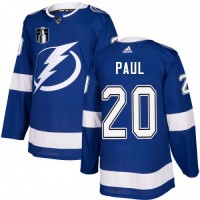 Adidas Tampa Bay Lightning #20 Nicholas Paul Blue 2022 Stanley Cup Final Patch Home Authentic Stitched NHL Jersey