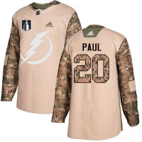 Adidas Tampa Bay Lightning #20 Nicholas Paul Camo Authentic 2022 Stanley Cup Final Patch Veterans Day Stitched NHL Jersey