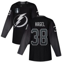 Adidas Tampa Bay Lightning #38 Brandon Hagel Black 2022 Stanley Cup Final Patch Alternate Authentic Stitched NHL Jersey