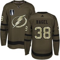 Adidas Tampa Bay Lightning #38 Brandon Hagel Green 2022 Stanley Cup Final Patch Salute to Service Stitched NHL Jersey