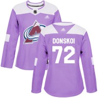Adidas Colorado Avalanche #72 Joonas Donskoi Purple Authentic Fights Cancer Women's Stitched NHL Jersey