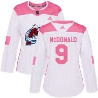 Adidas Colorado Avalanche #9 Lanny McDonald White/Pink Authentic Fashion Women's Stitched NHL Jersey
