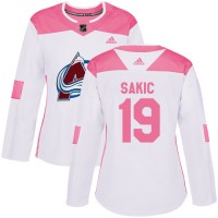 Adidas Colorado Avalanche #19 Joe Sakic White/Pink Authentic Fashion Women's Stitched NHL Jersey