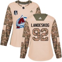 Adidas Colorado Avalanche #92 Gabriel Landeskog Camo Authentic Women's 2022 Stanley Cup Final Patch Veterans Day Stitched NHL Jersey