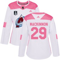 Adidas Colorado Avalanche #29 Nathan MacKinnon Burgundy White/Pink Authentic Fashion Women's Stitched NHL Jersey
