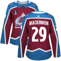 Adidas Colorado Avalanche #29 Nathan MacKinnon Burgundy Women's 2022 Stanley Cup Final Patch Home Authentic Stitched NHL Jersey