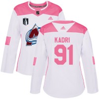 Adidas Colorado Avalanche #91 Nazem Kadri Burgundy White/Pink Authentic Fashion Women's Stitched NHL Jersey