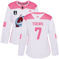 Adidas Colorado Avalanche #7 Devon Toews Burgundy White/Pink Authentic Fashion Women's Stitched NHL Jersey