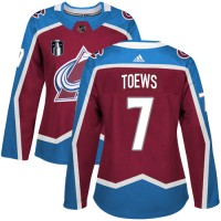 Adidas Colorado Avalanche #7 Devon Toews Burgundy Women's 2022 Stanley Cup Final Patch Home Authentic Stitched NHL Jersey