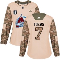 Adidas Colorado Avalanche #7 Devon Toews Camo Women's 2022 Stanley Cup Final Patch Authentic Veterans Day Stitched NHL Jersey