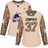 Adidas Colorado Avalanche #37 J.T. Compher Camo Women's Authentic 2017 Veterans Day Stitched NHL Jersey