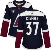 Adidas Colorado Avalanche #37 J.T. Compher Navy Women's 2022 Stanley Cup Final Patch Alternate Authentic Stitched NHL Jersey