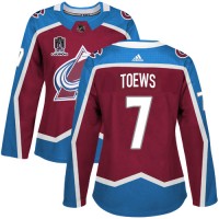 Adidas Colorado Avalanche #7 Devon Toews Burgundy Women's 2022 Stanley Cup Champions Burgundy Home Authentic Stitched NHL Jersey