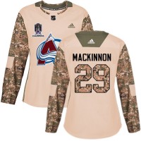 Adidas Colorado Avalanche #29 Nathan MacKinnon Camo Authentic Women's 2022 Stanley Cup Champions Veterans Day Stitched NHL Jersey