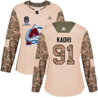 Adidas Colorado Avalanche #91 Nazem Kadri Camo Authentic Women's 2022 Stanley Cup Champions Veterans Day Stitched NHL Jersey