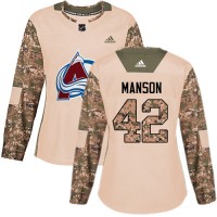 Adidas Colorado Avalanche #42 Josh Manson Camo Women's Authentic 2017 Veterans Day Stitched NHL Jersey