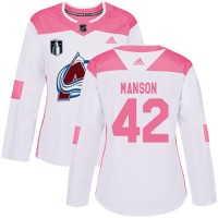 Adidas Colorado Avalanche #42 Josh Manson Burgundy White/Pink Authentic Fashion Women's Stitched NHL Jersey