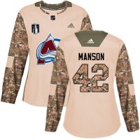 Adidas Colorado Avalanche #42 Josh Manson Camo Women's 2022 Stanley Cup Final Patch Authentic Veterans Day Stitched NHL Jersey