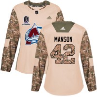 Adidas Colorado Avalanche #42 Josh Manson Camo Authentic Women's 2022 Stanley Cup Champions Veterans Day Stitched NHL Jersey