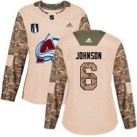 Adidas Colorado Avalanche #6 Erik Johnson Camo Women's 2022 Stanley Cup Final Patch Authentic Veterans Day Stitched NHL Jersey