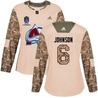 Adidas Colorado Avalanche #6 Erik Johnson Camo Authentic Women's 2022 Stanley Cup Champions Veterans Day Stitched NHL Jersey