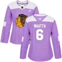 Adidas Chicago Blackhawks #6 Olli Maatta Purple Authentic Fights Cancer Women's Stitched NHL Jersey