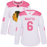 Adidas Chicago Blackhawks #6 Olli Maatta White/Pink Authentic Fashion Women's Stitched NHL Jersey