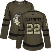 Adidas Chicago Blackhawks #22 Ryan Carpenter Green Salute to Service Women's Stitched NHL Jersey