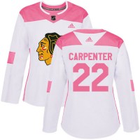 Adidas Chicago Blackhawks #22 Ryan Carpenter White/Pink Authentic Fashion Women's Stitched NHL Jersey