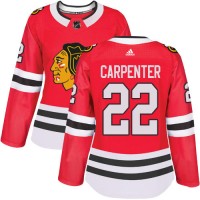 Adidas Chicago Blackhawks #22 Ryan Carpenter Red Home Authentic Women's Stitched NHL Jersey