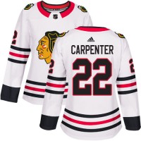 Adidas Chicago Blackhawks #22 Ryan Carpenter White Road Authentic Women's Stitched NHL Jersey