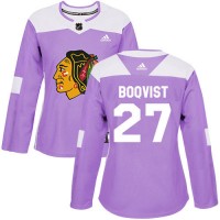 Adidas Chicago Blackhawks #27 Adam Boqvist Purple Authentic Fights Cancer Women's Stitched NHL Jersey