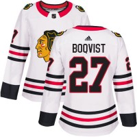 Adidas Chicago Blackhawks #27 Adam Boqvist White Road Authentic Women's Stitched NHL Jersey