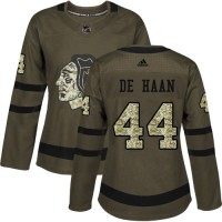 Adidas Chicago Blackhawks #44 Calvin De Haan Green Salute to Service Women's Stitched NHL Jersey