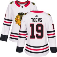 Adidas Chicago Blackhawks #19 Jonathan Toews White Road Authentic Women's Stitched NHL Jersey