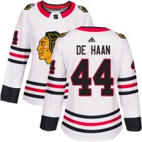 Adidas Chicago Blackhawks #44 Calvin De Haan White Road Authentic Women's Stitched NHL Jersey