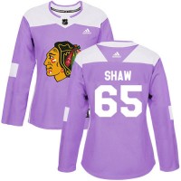 Adidas Chicago Blackhawks #65 Andrew Shaw Purple Authentic Fights Cancer Women's Stitched NHL Jersey