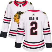 Adidas Chicago Blackhawks #2 Duncan Keith White Road Authentic Women's Stitched NHL Jersey