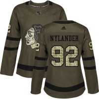 Adidas Chicago Blackhawks #92 Alexander Nylander Green Salute to Service Women's Stitched NHL Jersey