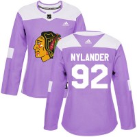 Adidas Chicago Blackhawks #92 Alexander Nylander Purple Authentic Fights Cancer Women's Stitched NHL Jersey