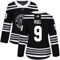 Adidas Chicago Blackhawks #9 Bobby Hull Black Authentic 2019 Winter Classic Women's Stitched NHL Jersey