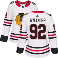 Adidas Chicago Blackhawks #92 Alexander Nylander White Road Authentic Women's Stitched NHL Jersey