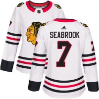 Adidas Chicago Blackhawks #7 Brent Seabrook White Road Authentic Women's Stitched NHL Jersey
