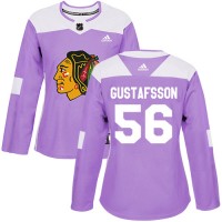 Adidas Chicago Blackhawks #56 Erik Gustafsson Purple Authentic Fights Cancer Women's Stitched NHL Jersey