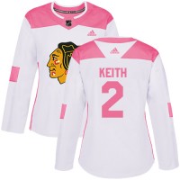 Adidas Chicago Blackhawks #2 Duncan Keith White/Pink Authentic Fashion Women's Stitched NHL Jersey