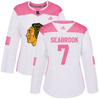 Adidas Chicago Blackhawks #7 Brent Seabrook White/Pink Authentic Fashion Women's Stitched NHL Jersey
