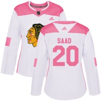 Adidas Chicago Blackhawks #20 Brandon Saad White/Pink Authentic Fashion Women's Stitched NHL Jersey