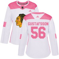 Adidas Chicago Blackhawks #56 Erik Gustafsson White/Pink Authentic Fashion Women's Stitched NHL Jersey