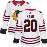Adidas Chicago Blackhawks #20 Brandon Saad White Road Authentic Women's Stitched NHL Jersey